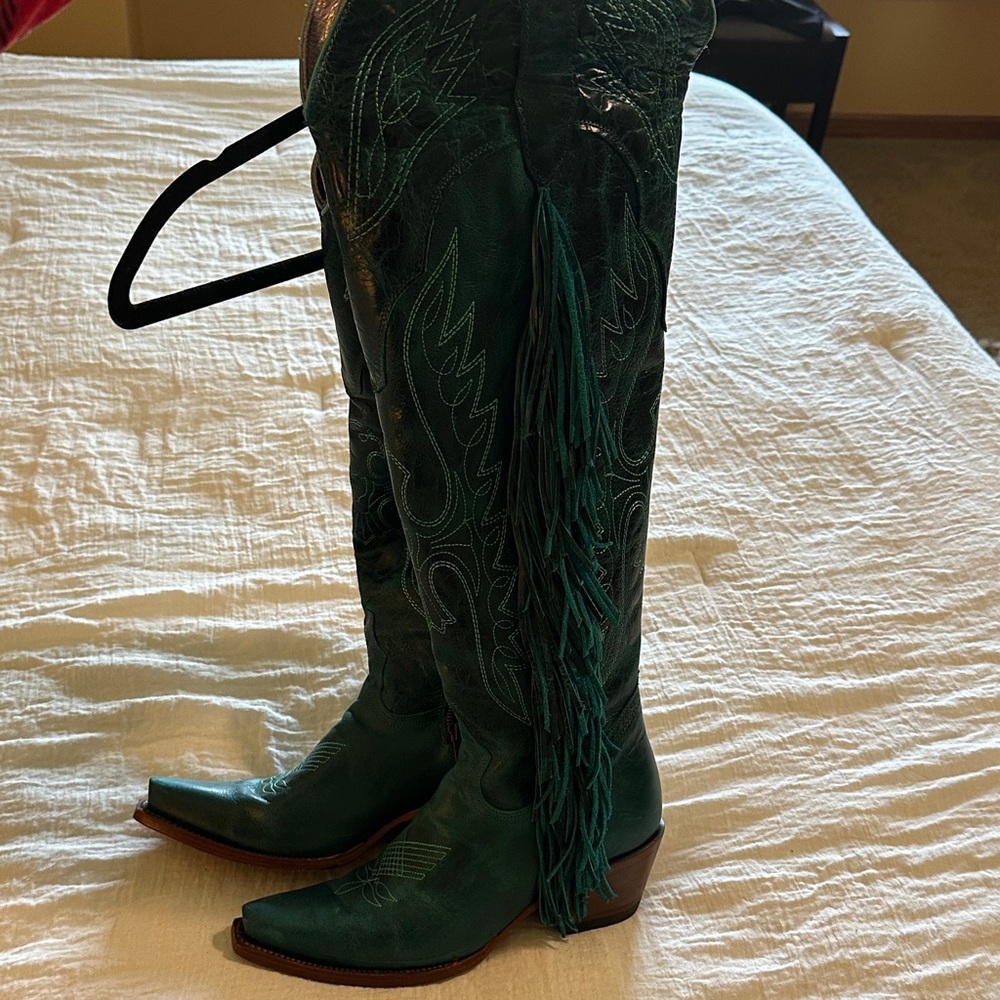 Women's Green Fringe Cowboy Boots
